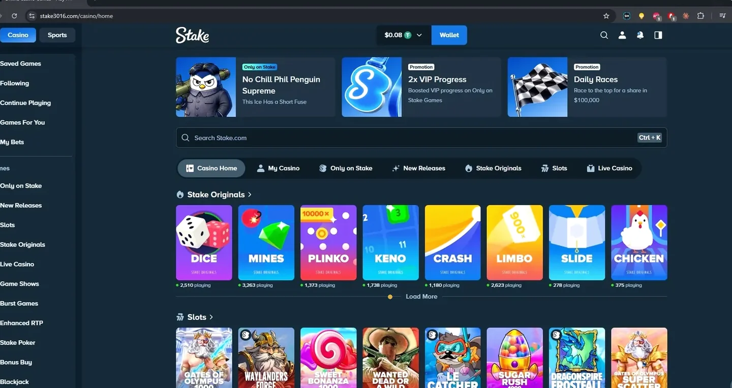 Stake Originals in the lobby: Dice, Mines, Plinko and Crash